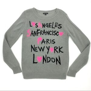 Pretty Rebellious Gray City Graphic Crewneck Pullover Sweater Size Large